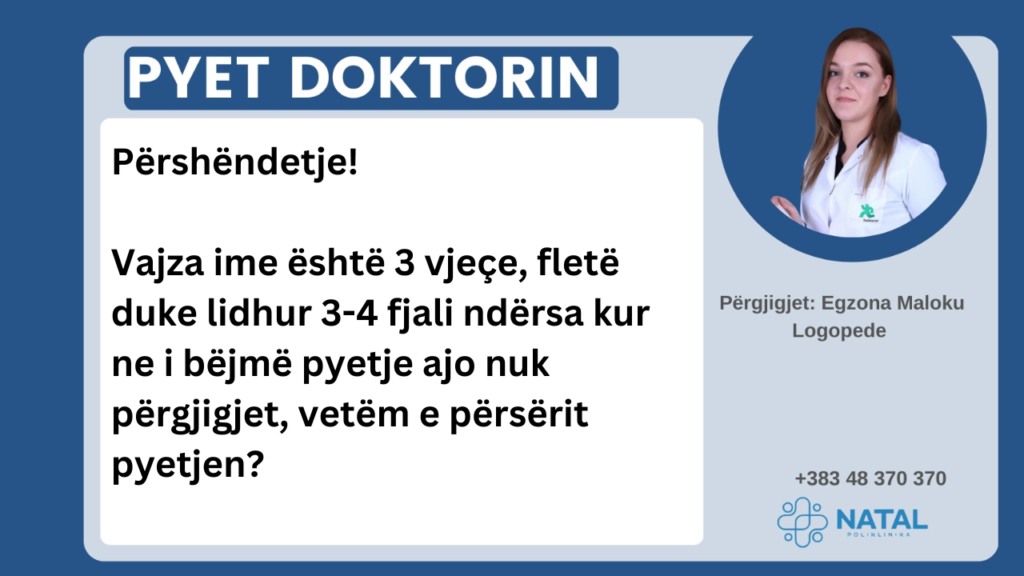 Përshëndetje! Vajza ime është 3 vjeçe, fletë duke lidhur 3-4 fjali ...